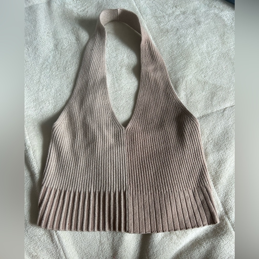 Brown cropped halter top
